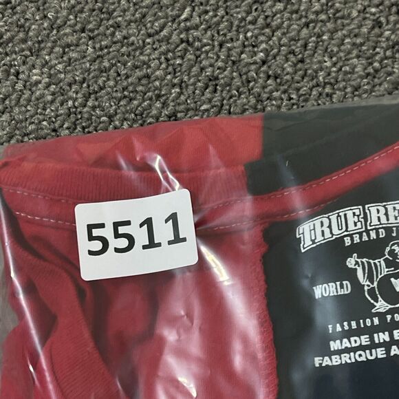 True Religion Shirt Mens Size Large L Black Red Short Sleeve T Tee Pullover Flaw - Picture 11 of 11